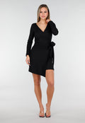 Tall Zwarte Stretch Skort met Striksluiting en Licht Structuurmateriaal
