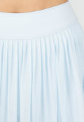 Lichtblauwe Plissé Skort met Hoge Taille en Mesh