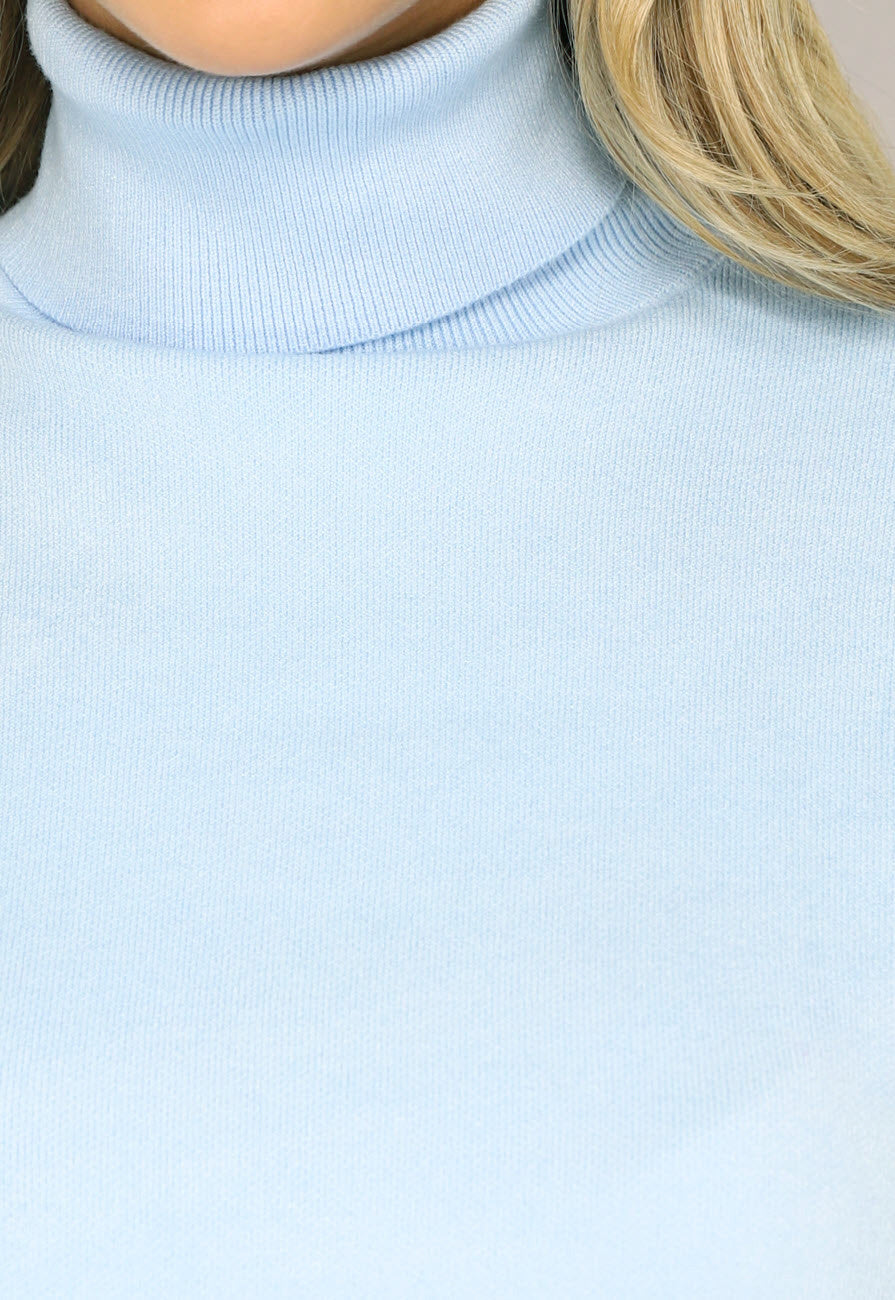 Babyblauwe Gebreide Co Ord Set met Col