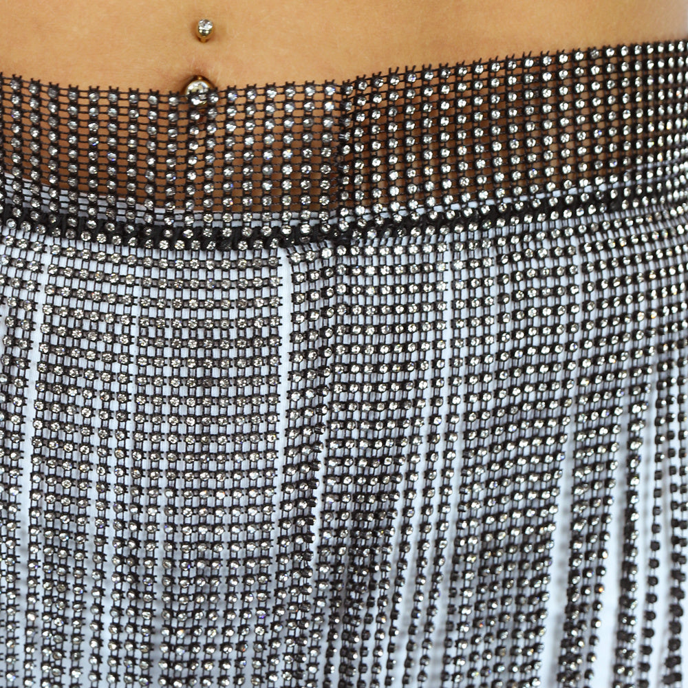 Zwart Glitter Fringe Mini Rok