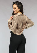 Khaki Cropped Blouse met Knoopsluiting