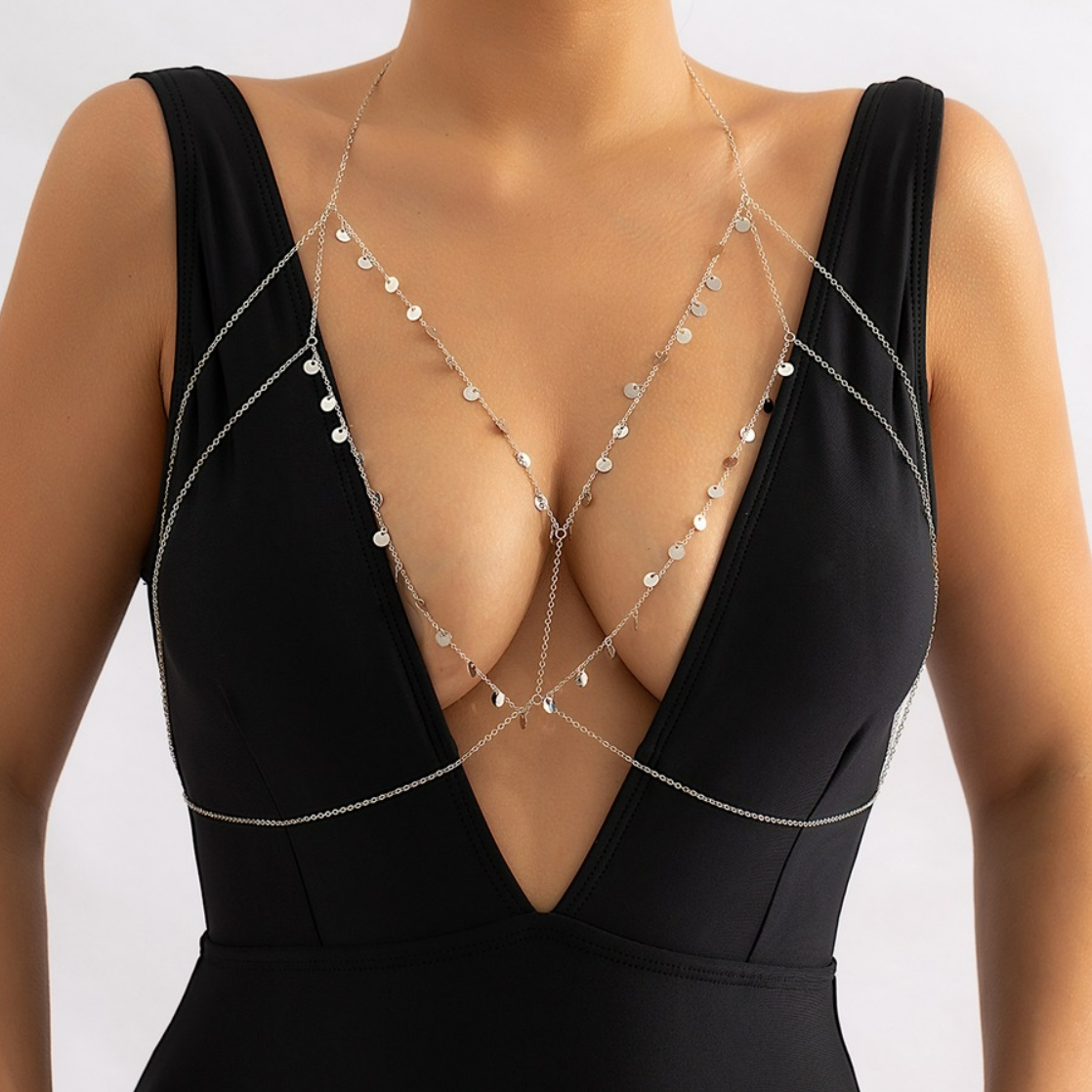 Zilveren Halter Body Chain met Coin