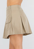 Beige Cargo Skort met Plooien en Onderbroekje