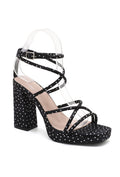 Zwarte Plateau Sandaletten met Polkadot Print