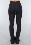Zwarte Ribstof Flair Sportlegging met Split