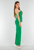 Groene Strapless Gilettop met Knopen en Elastische Band