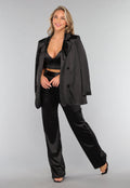 Zwarte Oversized Satin Blazer
