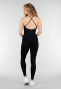 Zwarte Halter Crop Top met Open Rug