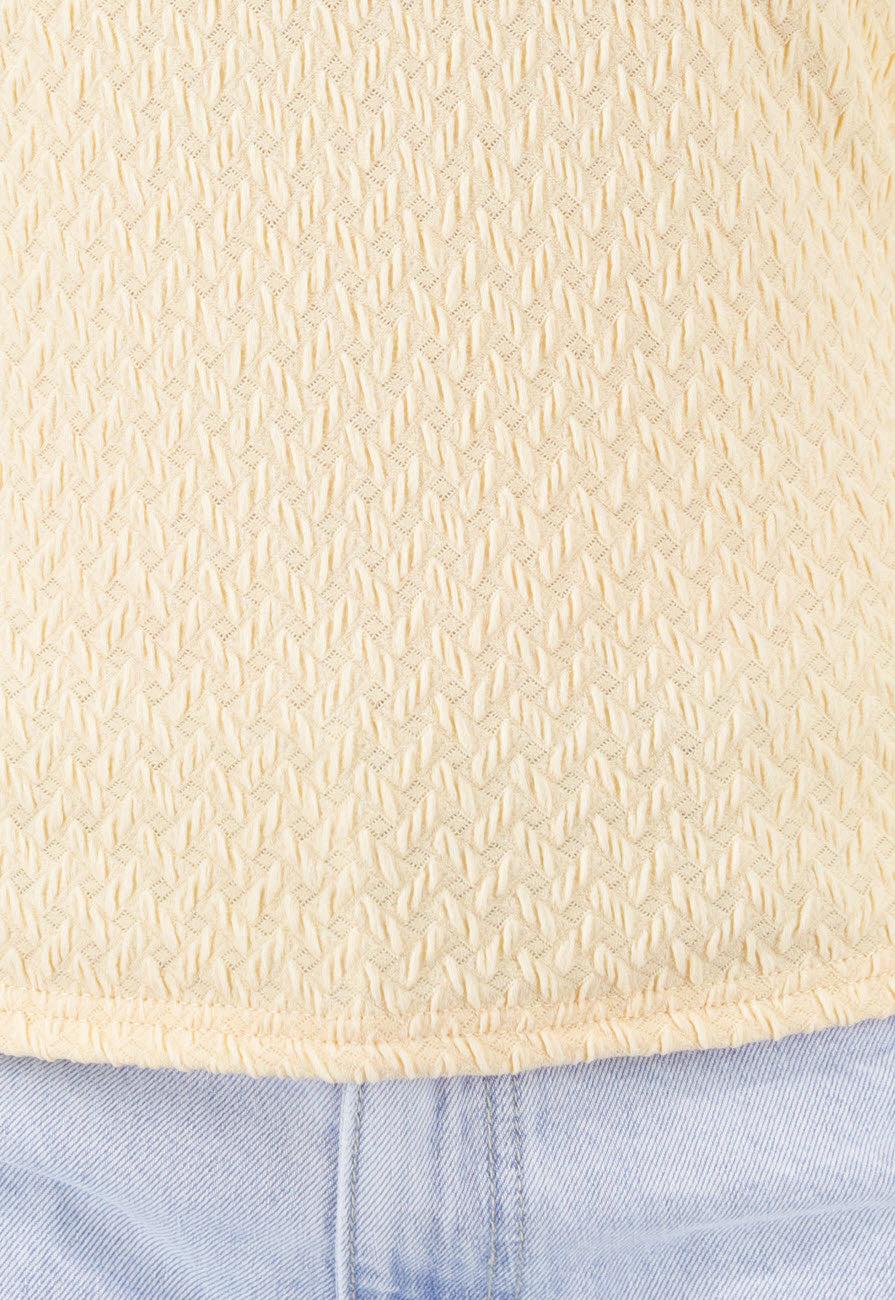 Butter Yellow Stretch Top met Lange Mouwen en Vierkante Hals