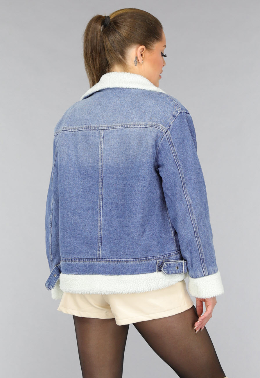 Redial Jeans  Lichtblauw Denim Teddy Biker Jasje