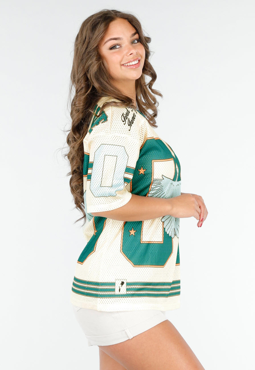 Oversized Baseball Jersey met Vogelprint