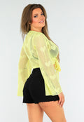 Felgele Cover-Up met Hartjes Patroon en Striksluiting