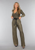 Gouden Shimmer V Hals Bodysuit
