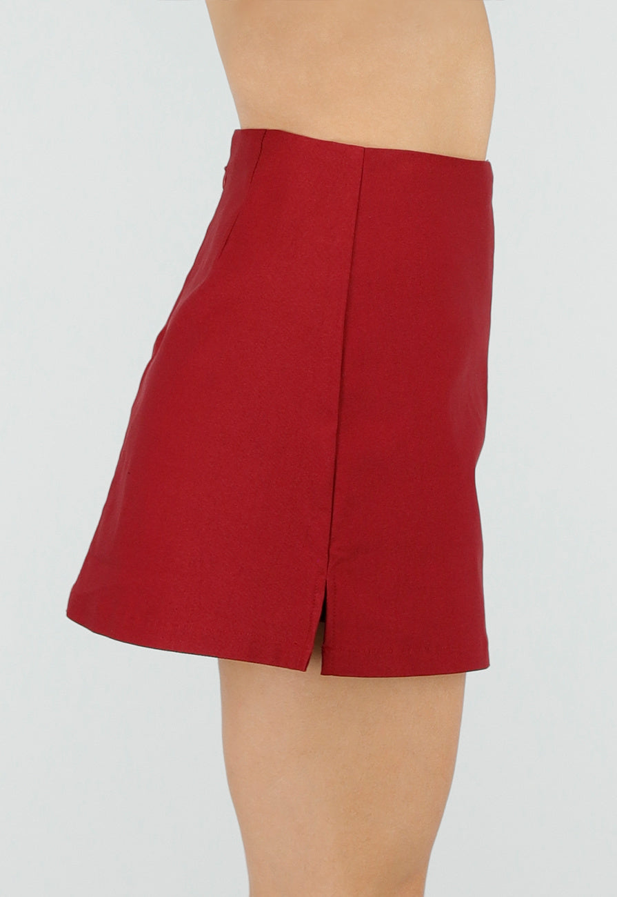 Rode Korte Skort met Stretch en Binnenbroekje