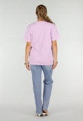 Lila Basic T-Shirt met Ronde Hals en Korte Mouwen