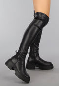 Zwarte Overknee Laarzen van Lederlook