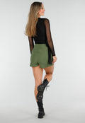 Zwarte Mesh Overslag Top met Strikdetail