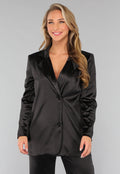 Zwarte Oversized Satin Blazer