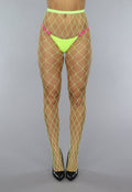 Neon Groene Panty met Extra Grote Fishnet
