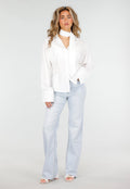 Witte Blouse met Stropdas en Lange Mouw