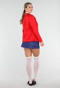 School Girl Uniform Kostuum met Rode Blazer en Stropdas