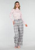 Roze Kanten Top met Lange Mouwen en Stretch