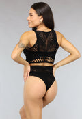 Zwarte Korte Fishnet Two Piece