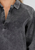 Redial Jeans  Grijze Longsleeve Oversized Denim Jurk met V-hals