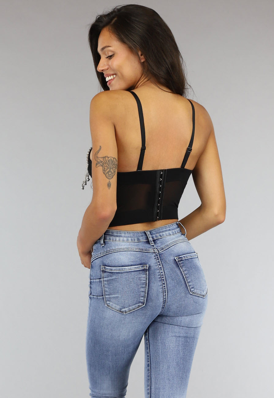 Zwarte Push Up Glamour Bustier