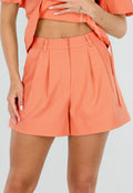 Coral Plooi Short met Elastische Tailleband