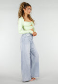 Lichtblauwe Extra Wide Leg Jeans met High Waist en Stretch