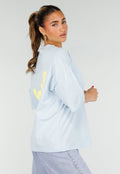 Lichtblauw Oversized T-Shirt met Korte Mouwen en Backprint