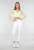 Butter Yellow Mesh Wrap Top met Stretch