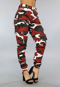 Roestbruine Cargo Broek met Camouflage Print