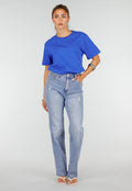 Blauw Basic T-Shirt met Ronde Hals en Korte Mouwen