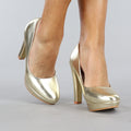 Gouden Lederlook Pumps met Plateau