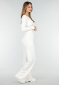 Witte Zachte Stretch Top met Ronde Hals en Lange Mouwen