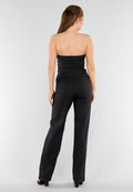 Zwarte Strapless Gilettop met Knopen