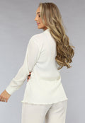 Witte Glanzende Matching Set van Plissé Stof