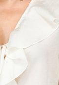 Ivoorkleurige Top met Ruffles en Short