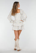 Beige Hoge Cowboylaarzen met Sierstiksels en Rits