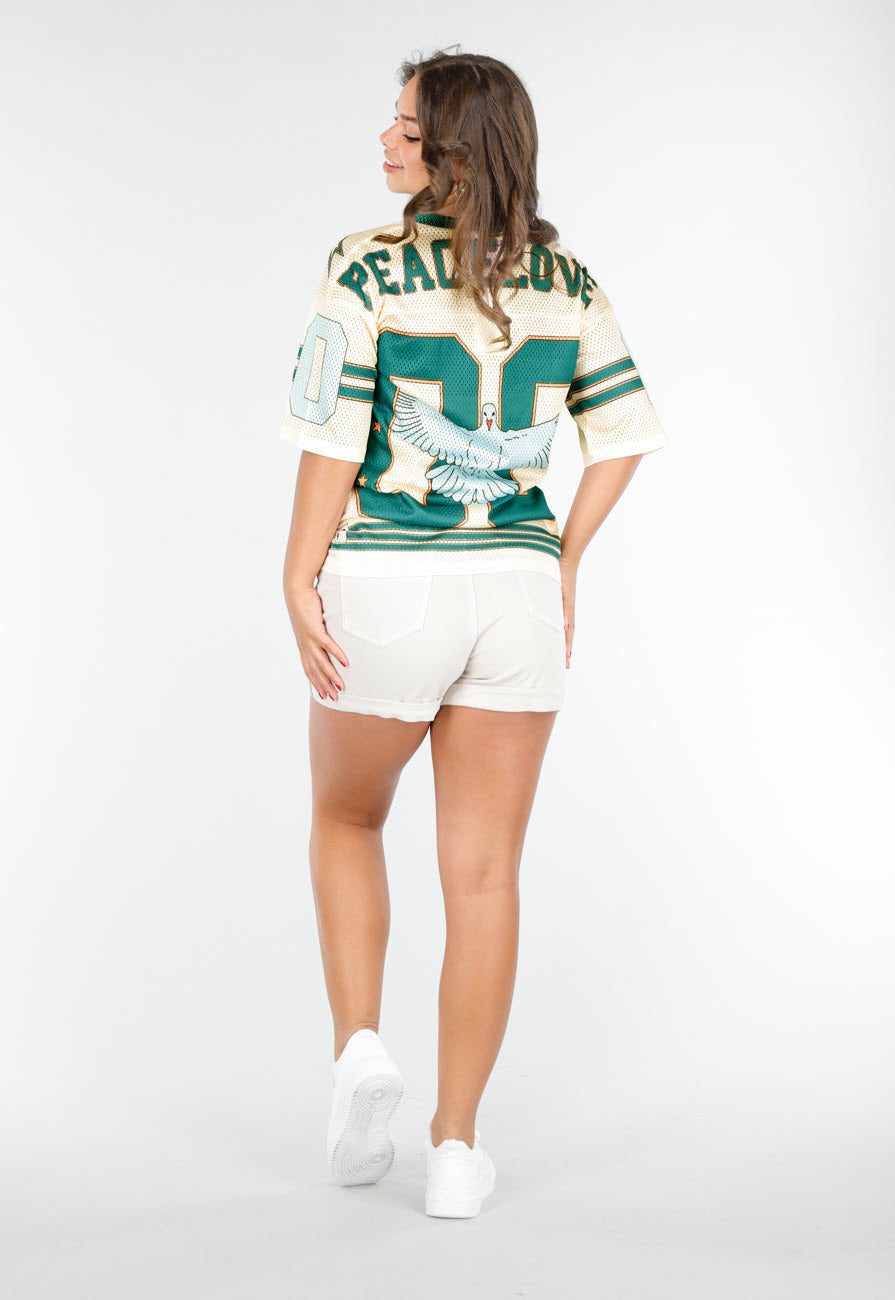 Oversized Baseball Jersey met Vogelprint