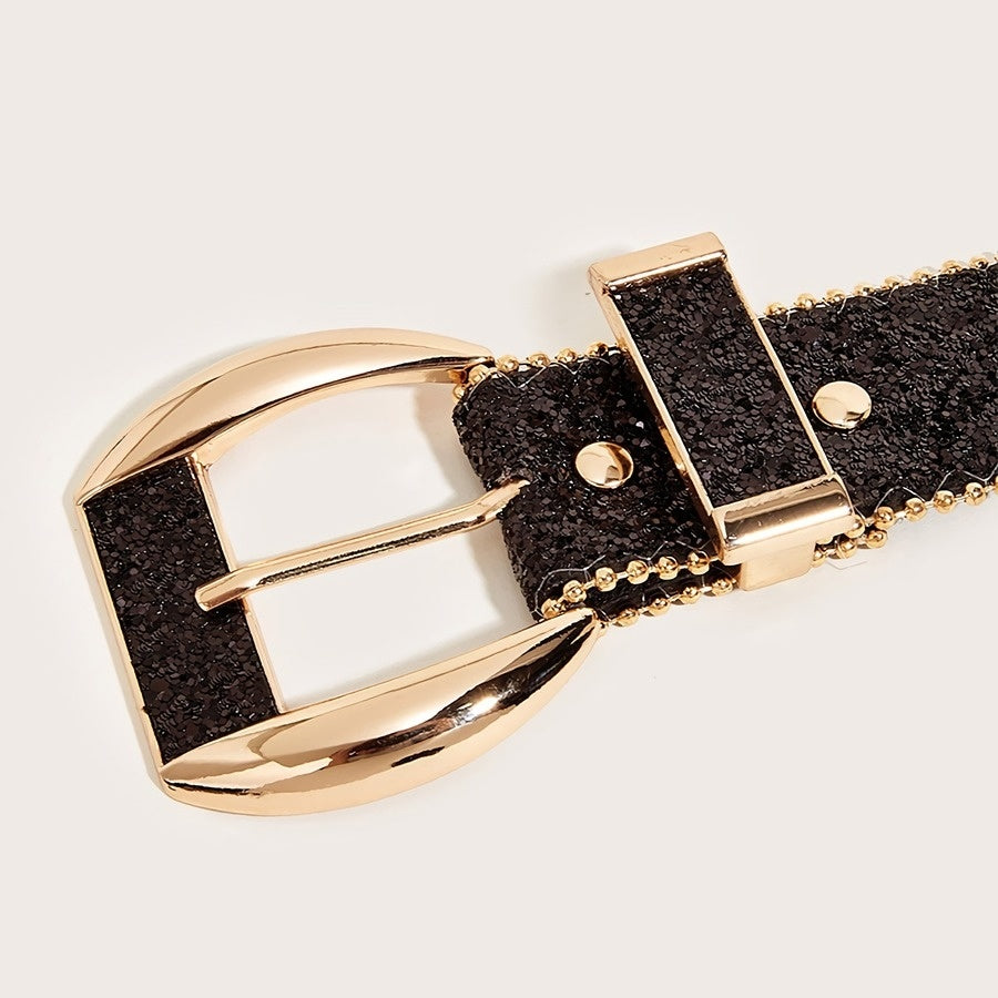 Gouden Glamour Riem met Zwarte Glitters