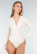 Crème Stretch Body met Lange Mouwen en V-Hals