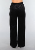 Zwarte Fluwelen Wide Leg Panterprint Broek