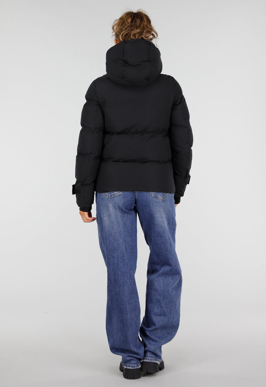 Navy Gewatteerde Puffer Winterjas met Capuchon en Zakken