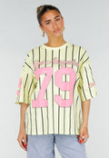 Gele Gestreepte Oversized T-shirt met Los Angeles Print