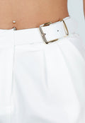 Witte Pantalon met Goudkleurige Gesp