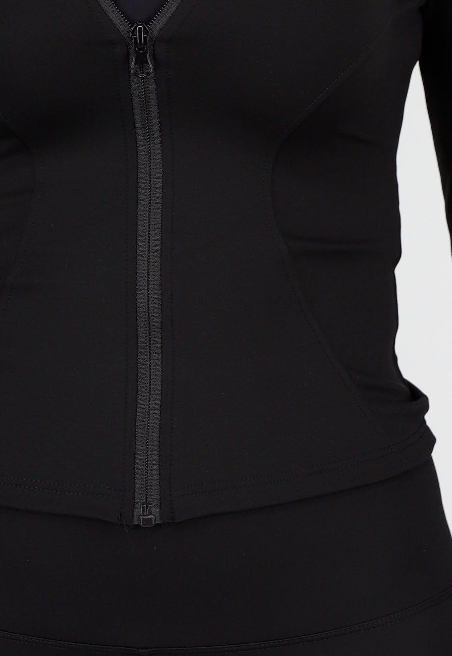 Zwarte Sportset met High Waist Legging en Sportjack