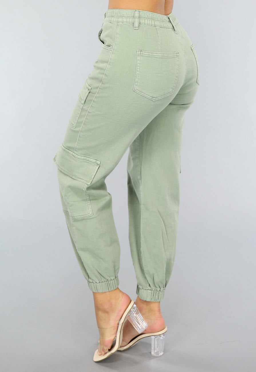 Groene Stretch Carpenter Broek met Zakken